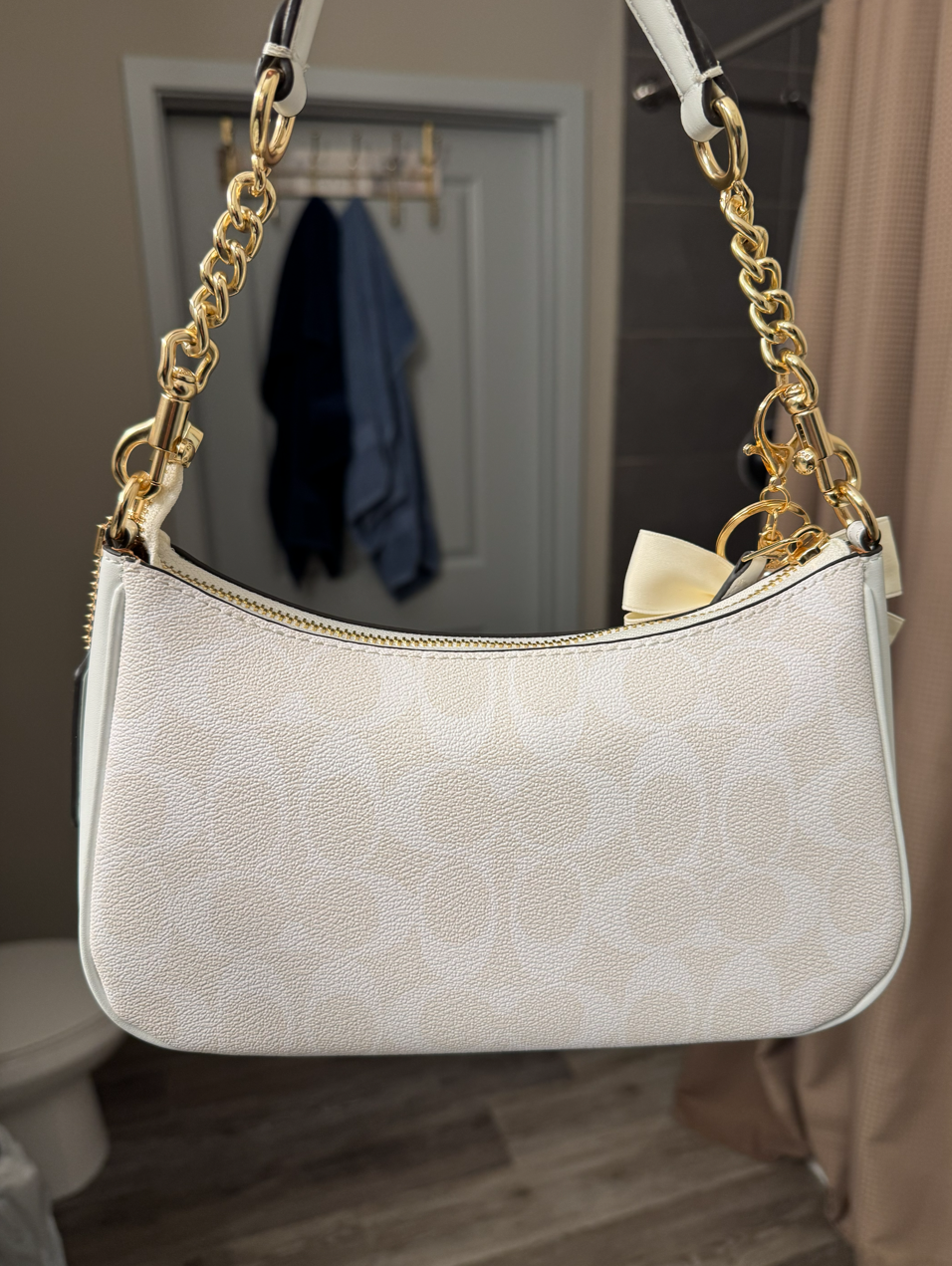 White Purse With White Bow